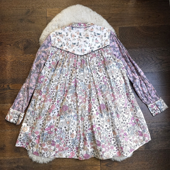 Free People My Time Shirtdress Floral Long-Sleeve Button-Up Shirt Dress - Picture 11 of 12